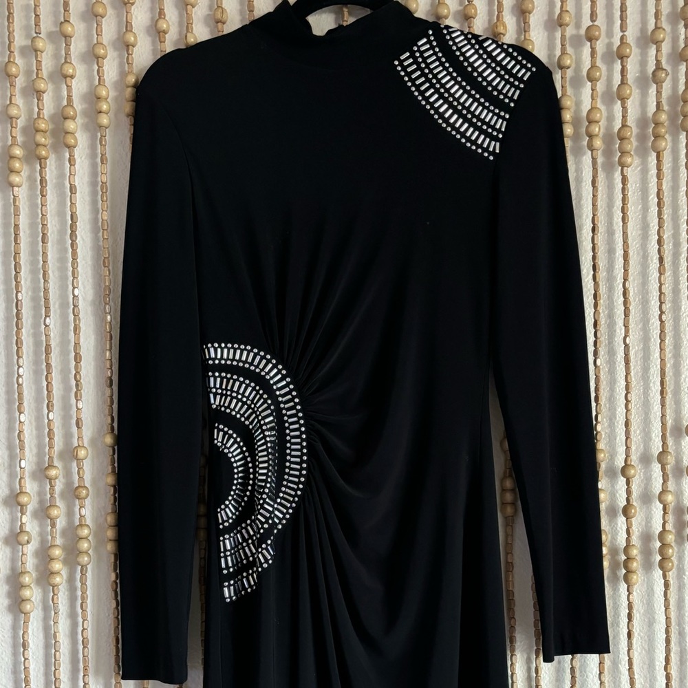Cache Black Long Sleeve Silver Stud Embellished B… - image 4